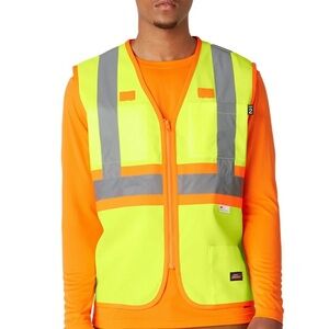 Dickies Hi-Vis Work safety Vest, 3M Scotchlite Reflective Taping, ANSI Class 2.